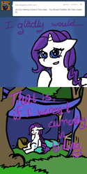 Size: 500x1000 | Tagged: safe, artist:artylovr, rarity, g4, backpack, brain-swapped rarity, camp, tent, tree