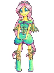 Size: 3151x4267 | Tagged: safe, artist:0okami-0ni, fluttershy, equestria girls, g4, female, solo, traditional art