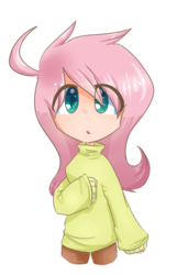 Size: 824x1277 | Tagged: safe, artist:frevee, fluttershy, human, g4, clothes, female, humanized, simple background, solo, sweatershy, transparent background