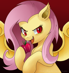 Size: 979x1033 | Tagged: safe, artist:hikariviny, fluttershy, g4, apple, female, flutterbat, solo