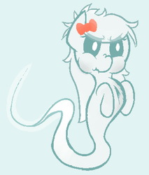 Size: 1750x2050 | Tagged: safe, artist:jordo76, oc, oc only, oc:sophia specter, ghost, ghost pony, angry, bow, cute, glare, hair bow, nose wrinkle, puffy cheeks, scrunchy face, simple background, solo
