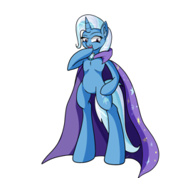 Size: 1800x1800 | Tagged: safe, artist:novaspark, trixie, pony, g4, bipedal, female, laughing, looking at you, noblewoman's laugh, solo