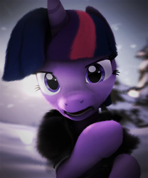 Size: 900x1080 | Tagged: safe, artist:theshabbycat, twilight sparkle, g4, 3d, clothes, female, game of thrones, pose, reference, scarf, solo, source filmmaker