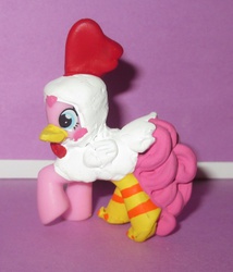 Size: 1368x1600 | Tagged: safe, pinkie pie, chicken, g4, blind bag, chicken suit, clothes, customized toy, female, irl, nightmare night, photo, toy