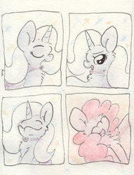 Size: 686x899 | Tagged: safe, artist:slightlyshade, pinkie pie, trixie, pony, unicorn, g4, female, mare, traditional art