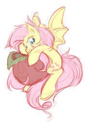 Size: 520x736 | Tagged: safe, artist:secret-pony, fluttershy, g4, apple, flutterbat, that pony sure does love apples