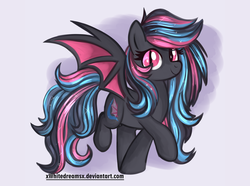 Size: 2500x1858 | Tagged: safe, artist:xwhitedreamsx, oc, oc only, oc:neon darksky, bat pony, pony, solo