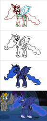 Size: 1000x2560 | Tagged: safe, artist:platinumdrop, princess luna, oc, oc:platinumdrop, g4, process