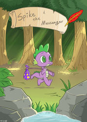 Size: 1500x2122 | Tagged: safe, artist:dsp2003, artist:mrs1989, spike, g4, bindle, comic cover, male, solo, spike the messenger