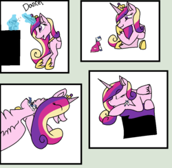 Size: 878x859 | Tagged: safe, artist:zodiak12332, princess cadance, shining armor, g4, crossdressing, micro