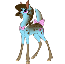 Size: 1280x1244 | Tagged: safe, artist:thepoisonjackal, beauty brass, deer, g4, bowtie, deerified, female, solo, species swap, spots, tail bow