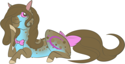 Size: 1280x653 | Tagged: safe, artist:thepoisonjackal, beauty brass, earth pony, pony, g4, bowtie, female, solo, spots, tail bow