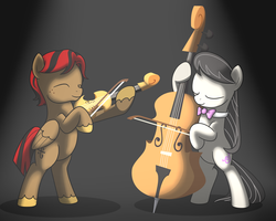 Size: 2500x2000 | Tagged: safe, artist:drawponies, artist:terminuslucis, octavia melody, oc, pegasus, pony, g4, cello, high res, musical instrument, violin