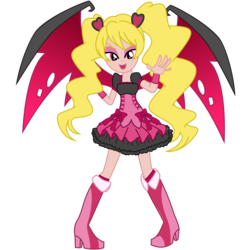Size: 1200x1200 | Tagged: safe, alternate version, artist:ambassad0r, edit, editor:delta brony, vector edit, oc, oc only, oc:princess dark matter, equestria girls, g4, clothes, cure peach, dress, fresh precure, open mouth, simple background, solo, transparent background, vector, wings