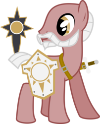 Size: 3000x3717 | Tagged: safe, artist:ruinedomega, oc, oc only, oc:silver morning, earth pony, pony, beard, fantasy class, high res, knight, paladin, shield, solo, standing, sword, warcraft, warrior, world of warcraft