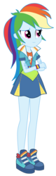 Size: 3100x9730 | Tagged: safe, artist:mixiepie, rainbow dash, equestria girls, g4, my little pony equestria girls: friendship games, absurd resolution, clothes, crossed arms, cutie mark on clothes, female, school spirit, shoes, simple background, skirt, solo, transparent background, vector