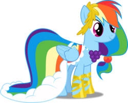 Size: 3735x3000 | Tagged: safe, artist:dashiesparkle, rainbow dash, pegasus, pony, g4, season 1, the best night ever, clothes, cute, dashabetes, dress, female, gala dress, grand galloping gala, high res, mare, rainbow dash always dresses in style, rainbow dash's first gala dress, simple background, solo, transparent background, vector