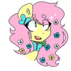 Size: 400x400 | Tagged: safe, artist:exaltolivia, fluttershy, g4, female, flower in hair, portrait, solo