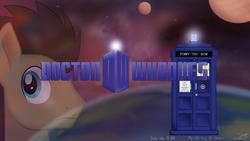 Size: 1600x900 | Tagged: safe, artist:chainchomp7, doctor whooves, time turner, earth pony, pony, g4, doctor who, light, male, planet, space, stallion, tardis, vector, wallpaper