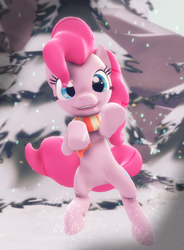 Size: 1059x1440 | Tagged: safe, artist:amfixer, pinkie pie, g4, 3d, clothes, female, scarf, solo