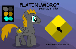 Size: 750x492 | Tagged: safe, artist:platinumdrop, oc, oc only, oc:platinumdrop, pegasus, pony, cutie mark, male, solo, stallion