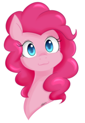Size: 1080x1574 | Tagged: safe, artist:jovalic, pinkie pie, earth pony, pony, g4, :3, bust, colored pupils, cute, diapinkes, female, looking at you, mare, portrait, simple background, solo, transparent background