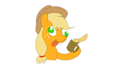 Size: 5760x3240 | Tagged: safe, artist:mkogwheel, applejack, earth pony, pony, g4, 1 minute art challenge, apple cider, female, silly, silly pony, solo, who's a silly pony