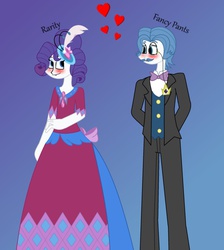 Size: 845x945 | Tagged: safe, artist:lovesdrawing721, fancypants, rarity, equestria girls, g4, clothes, dress, equestria girls-ified, female, gala dress, humanized, male, ship:raripants, shipping, straight
