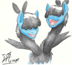 Size: 1676x1513 | Tagged: safe, artist:dark-ascent, zweilous, pokémon, ponified, solo, traditional art