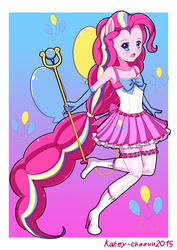 Size: 2066x2923 | Tagged: safe, artist:kateychazuu, pinkie pie, equestria girls, g4, armpits, female, high res, magical girl, rainbow power, solo