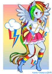 Size: 2066x2923 | Tagged: safe, artist:kateychazuu, rainbow dash, equestria girls, g4, armpits, clothes, faic, female, high res, magical girl, ponied up, skirt, solo, tank top, woll smoth