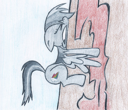 Size: 2072x1788 | Tagged: safe, artist:failduck, rainbow dash, g4, female, rainbow crash, solo, traditional art