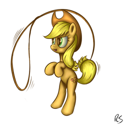 Size: 900x900 | Tagged: safe, artist:redesine, applejack, earth pony, pony, g4, bipedal, female, lasso, solo