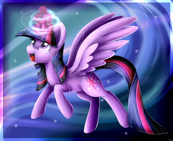 Size: 4925x4034 | Tagged: safe, artist:artoftheghostie, twilight sparkle, alicorn, pony, g4, absurd resolution, female, flying, magic, mare, solo, twilight sparkle (alicorn)