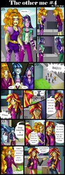 Size: 1259x3391 | Tagged: safe, artist:namyg, edit, adagio dazzle, aria blaze, sonata dusk, sunset shimmer, comic:the other me, equestria girls, g4, alternate clothes, comic, human counterpart, human dazzlings, human sunset, outdoors, self ponidox, shocked, the dazzlings