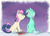 Size: 2040x1450 | Tagged: safe, artist:yeendip, bon bon, lyra heartstrings, sweetie drops, earth pony, pony, unicorn, g4, blushing, chocolate, female, lesbian, looking at each other, mare, ship:lyrabon, shipping, sitting, smiling