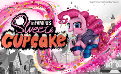 Size: 4236x2598 | Tagged: safe, artist:supermare, pinkie pie, g4, clothes, crossover, earbuds, hoodie, infamous, infamous second son, parody, ponyville, socks, video game