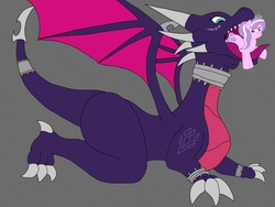 Size: 2048x1536 | Tagged: safe, artist:kuraudohydra, diamond tiara, dragon, earth pony, pony, g4, crossover, cynder, dragons eating horses, fetish, filly, filly prey, foal, imminent vore, mouthplay, open mouth, spyro the dragon (series), tongue out