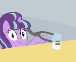 Size: 391x319 | Tagged: safe, starlight glimmer, g4, equal, exploitable meme, female, meme, milk, s5 starlight, solo, spilled milk, staff, staff of sameness, starlight glimmer is worst pony, this will end in communism