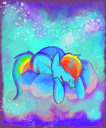 Size: 1000x1200 | Tagged: safe, artist:staticdragon1, rainbow dash, g4, cloud, cloudy, female, sleeping, solo