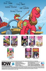 Size: 900x1384 | Tagged: safe, artist:tony fleecs, idw, official comic, bad apple, big macintosh, earth pony, living apple, pony, g4, night of the living apples, spoiler:comic, spoiler:comic32, apple, catapult, male, preview, spear, stallion, weapon