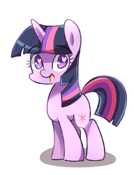 Size: 1000x1300 | Tagged: safe, artist:sion-ara, edit, twilight sparkle, pony, unicorn, g4, cute, female, heart eyes, looking at you, mare, open mouth, simple background, smiling, solo, style emulation, twiabetes, unicorn twilight, white background, wingding eyes, wingless edit