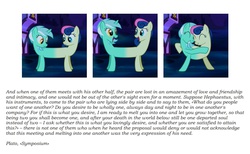 Size: 855x528 | Tagged: safe, screencap, bon bon, lyra heartstrings, sweetie drops, earth pony, pony, unicorn, do princesses dream of magic sheep, g4, best friends, fusion, hug, lyrabon (fusion), philosophy, plato, pushmi-pullyu, text