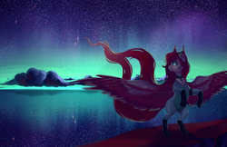 Size: 3081x2000 | Tagged: safe, artist:schnellentod, oc, oc only, oc:starlight, clothes, high res, night, ocean, solo, stars