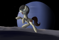 Size: 1280x853 | Tagged: safe, artist:marsminer, oc, oc only, oc:keith, asteroid, jumping, moon, neptune, smiling, space