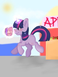 Size: 1024x1365 | Tagged: safe, artist:misocosmis, twilight sparkle, g4, book, cute, female, filly, solo, younger