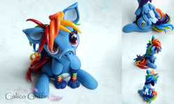 Size: 800x480 | Tagged: safe, artist:calicogriffin, rainbow dash, classical hippogriff, griffon, hippogriff, g4, classical hippogriffied, griffonized, hippogriffied, irl, photo, rainbow griffon, sculpture, solo, species swap