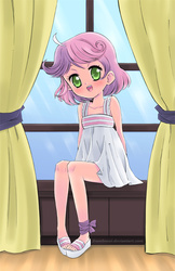 Size: 647x1000 | Tagged: safe, artist:framboosi, sweetie belle, human, g4, clothes, cute, diasweetes, dress, female, humanized, solo