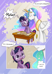 Size: 1500x2122 | Tagged: dead source, safe, artist:dsp2003, artist:mrs1989, princess celestia, twilight sparkle, pony, unicorn, g4, colored, comic, crying, filly, filly twilight sparkle, school, spike the messenger