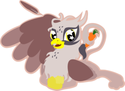 Size: 1408x1024 | Tagged: dead source, safe, artist:haveglory, oc, oc only, oc:nova, griffon, carrot, prehensile tail, solo, tail hold